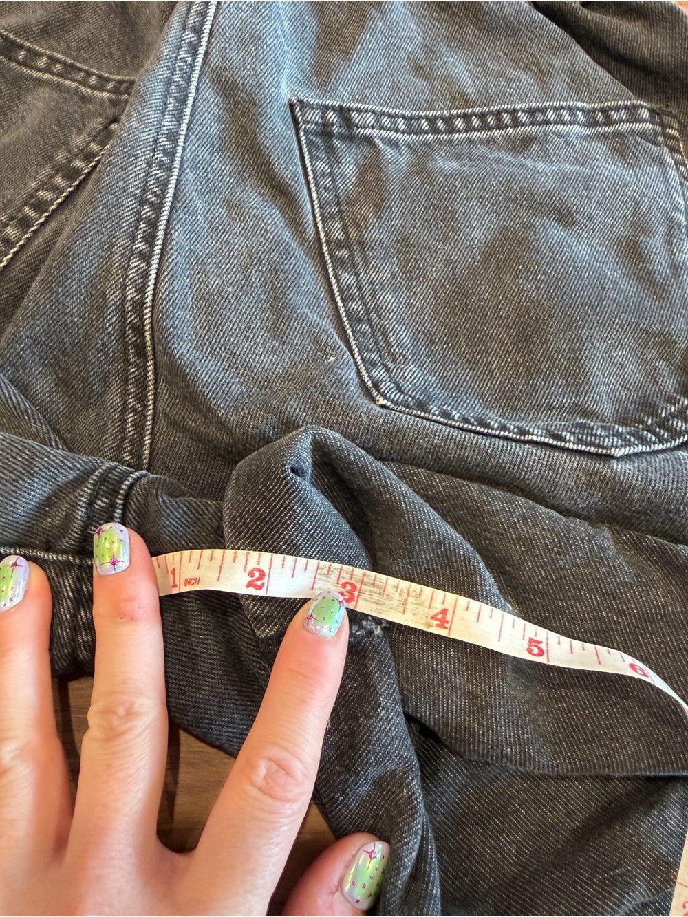 High-Waist Paperbag Black/Grey Denim Shorts - Picture 6 of 6